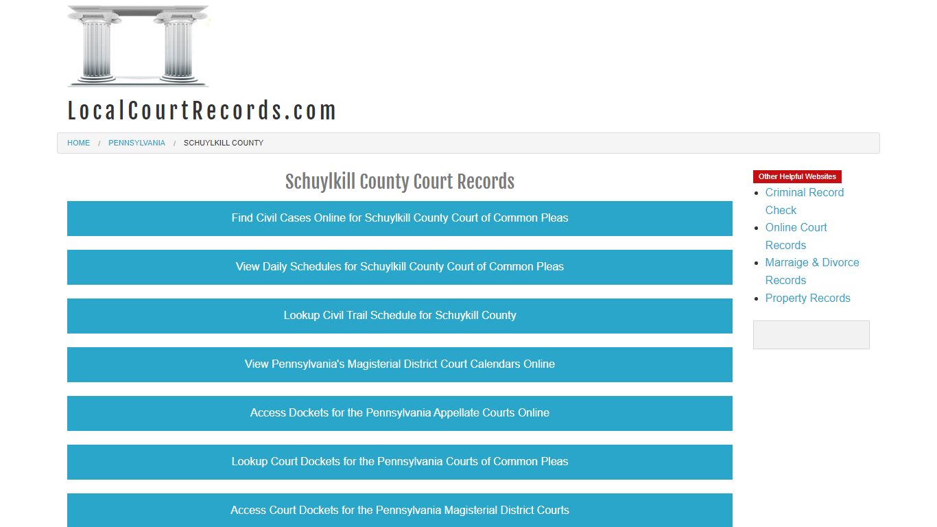 Schuylkill County Court Records - Pennsylvania