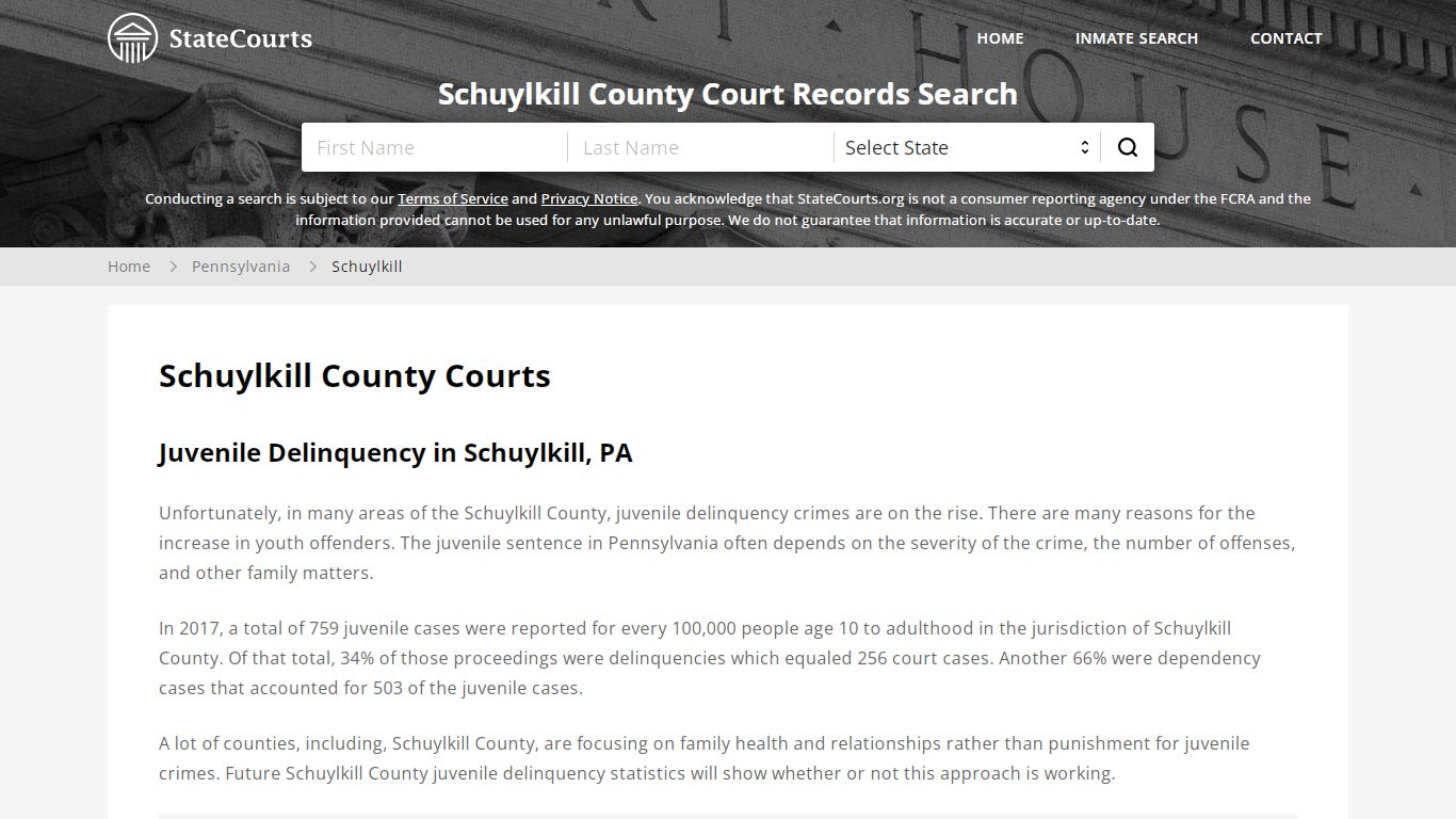 Schuylkill County, PA Courts - Records & Cases - StateCourts