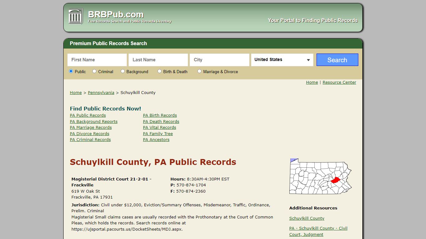 Schuylkill County Public Records | Search Pennsylvania ...